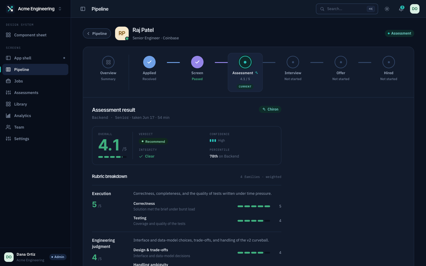Chiron console — candidate result detail